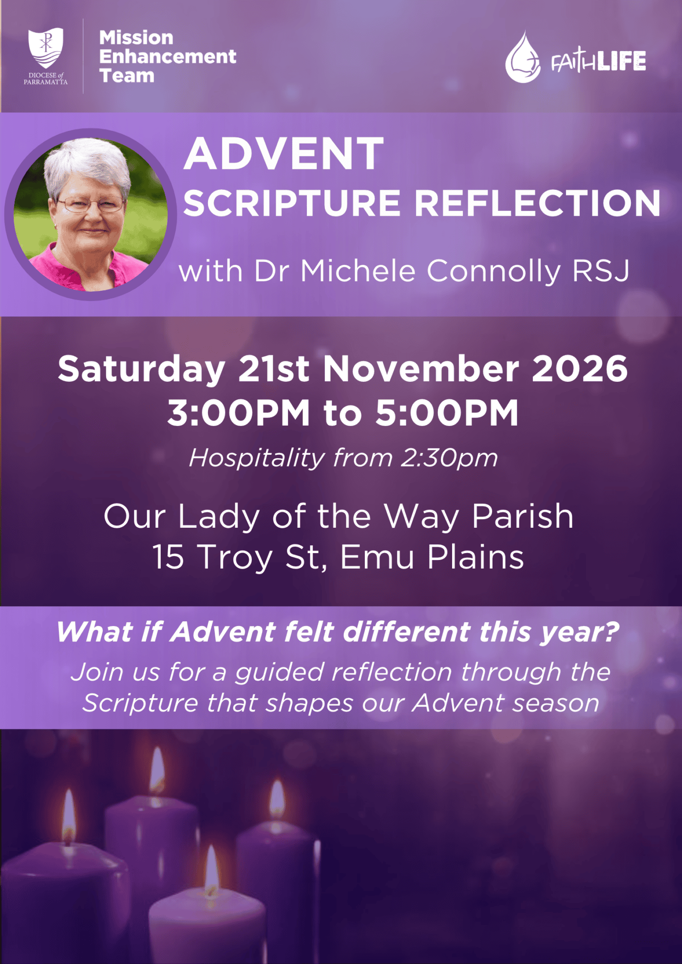 Diocesan Advent Scripture Evening with Dr Michele Connolly RSJ (21 Nov)