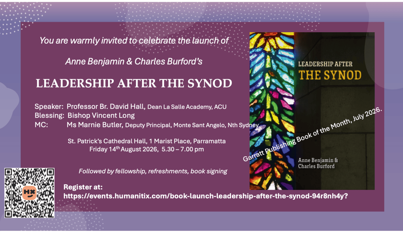 Book Launch: Leadership after the Synod by Anne Benjamin and Charles Burford (14 August)