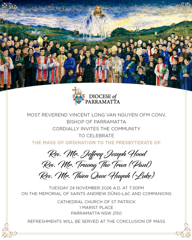 Ordination Mass of Jeff Hood, Paul Tran & Luke Huynh (24 November)