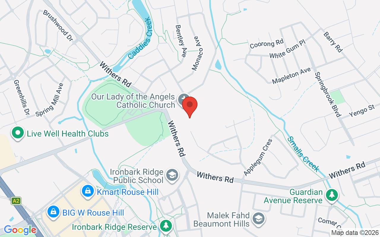 Map of Our Lady of the Angels Catholic Church Rouse Hill