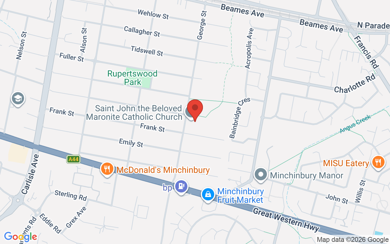 Map of St John the Beloved Mount Druitt (Maronite)