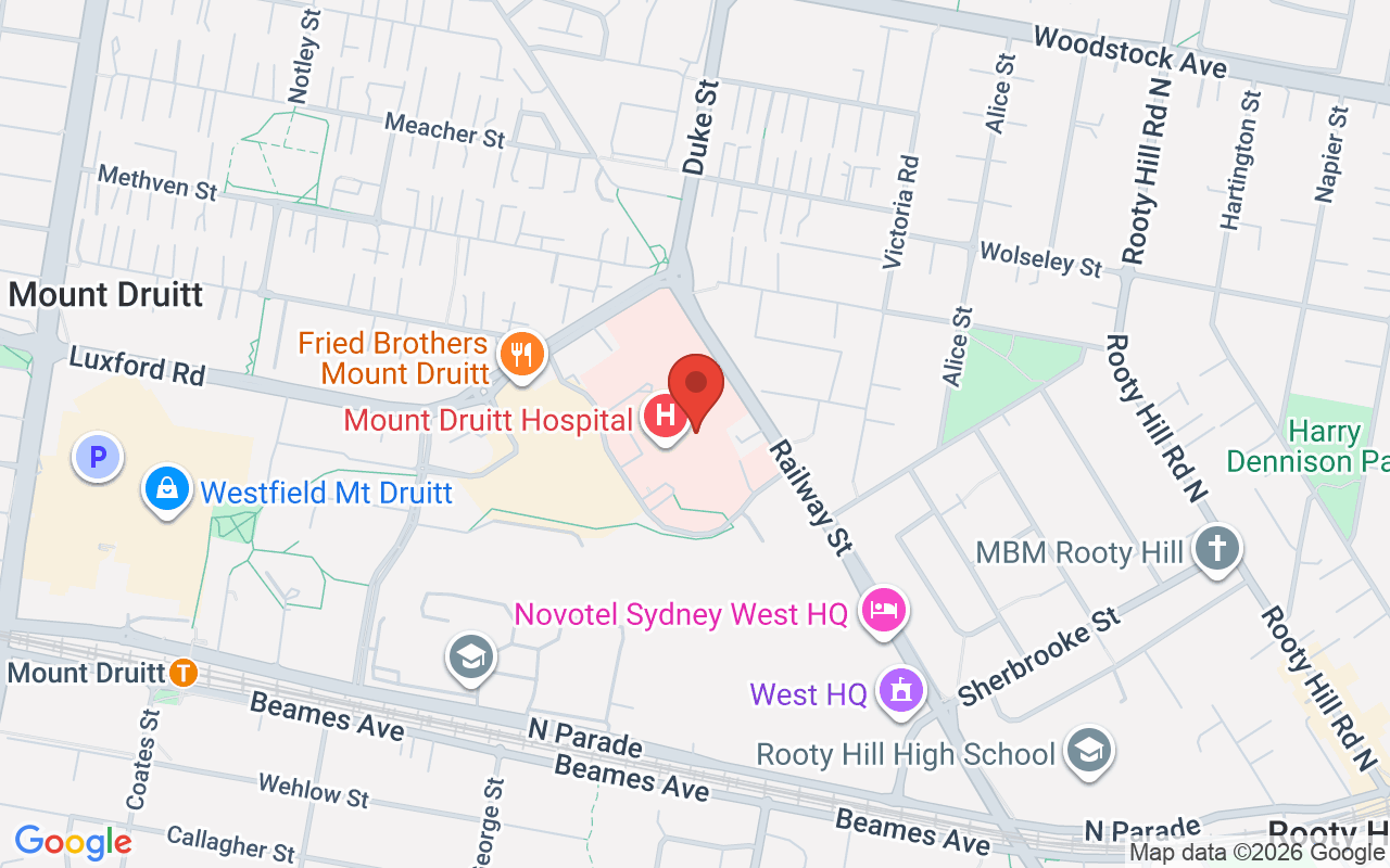 Map of Mt Druitt Hospital