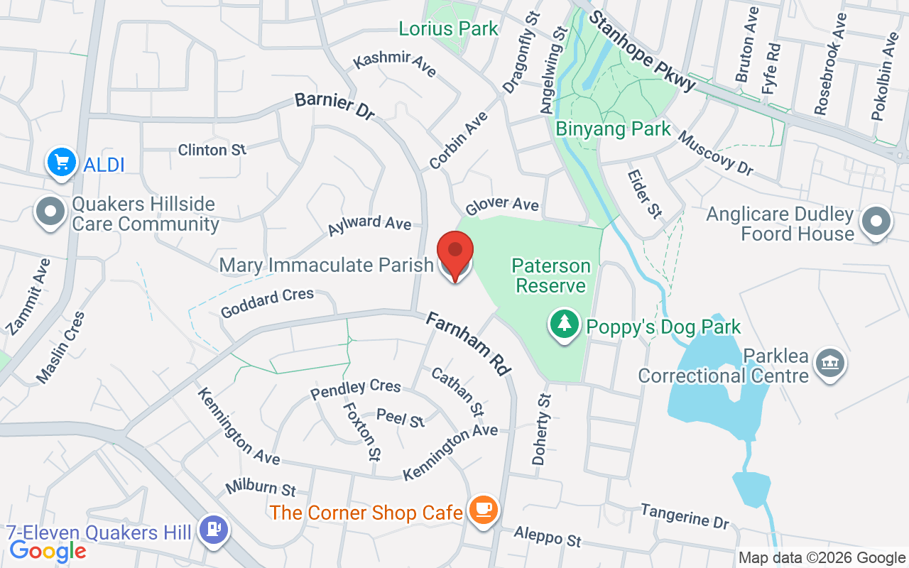 Map of Mary Immaculate Catholic Church Quakers Hill