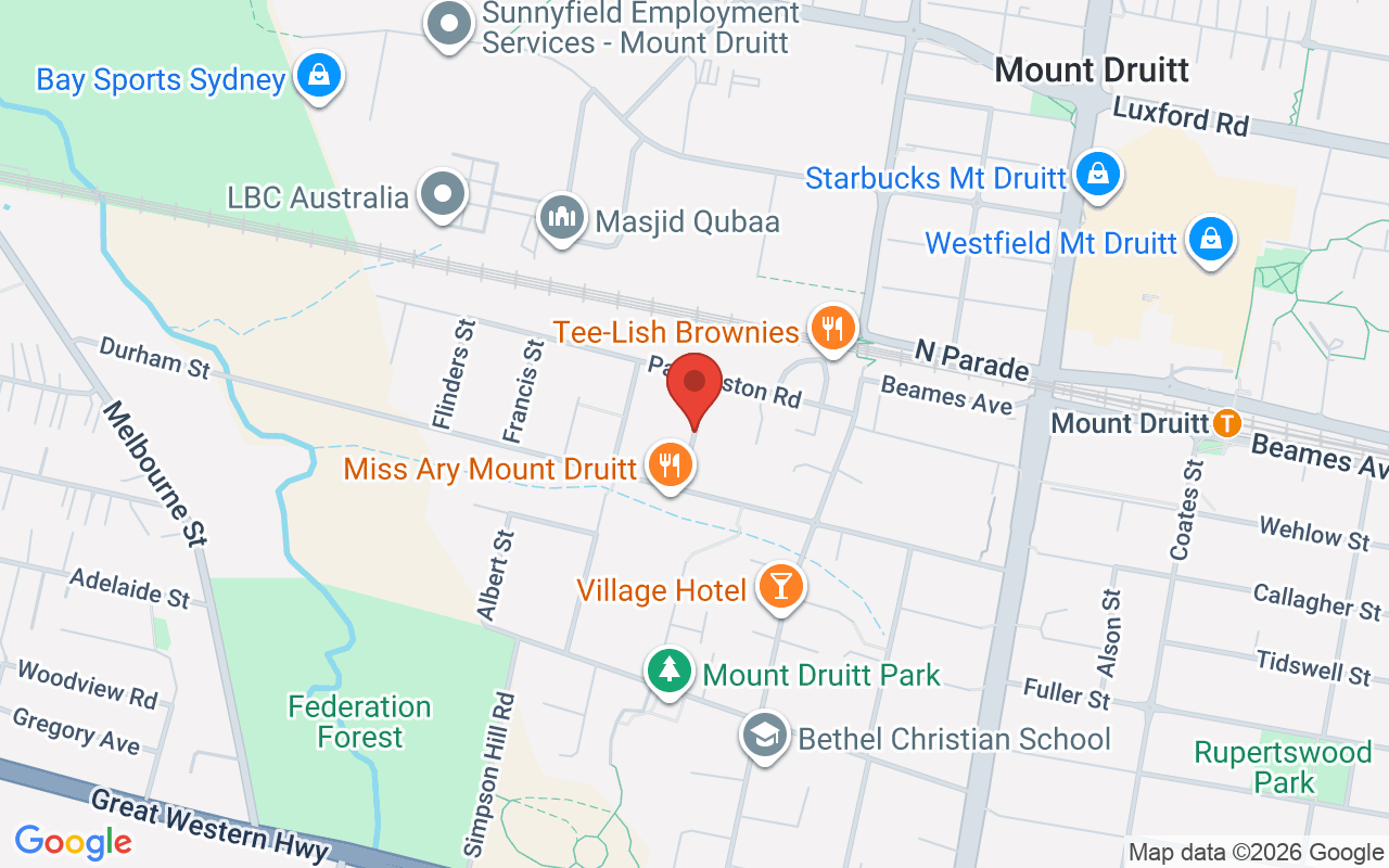 Map of St Joseph’s Church Mount Druitt (Chaldean)